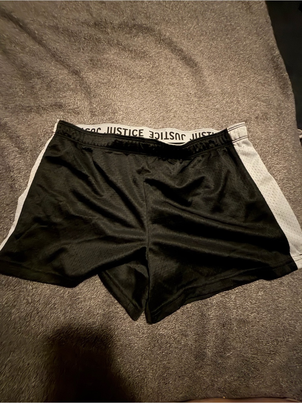 Justice Black Shorts with White Side Panels and Branded Waistband